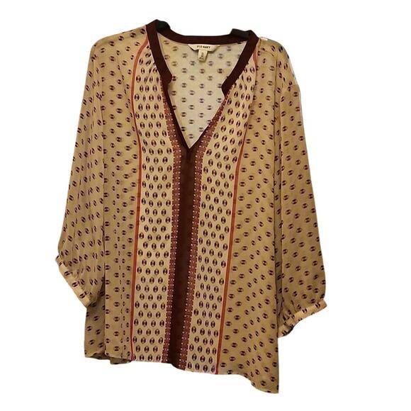 Old Navy Sheer Shirt Women's 2X Burgundy Polka Dot - Picture 1 of 3